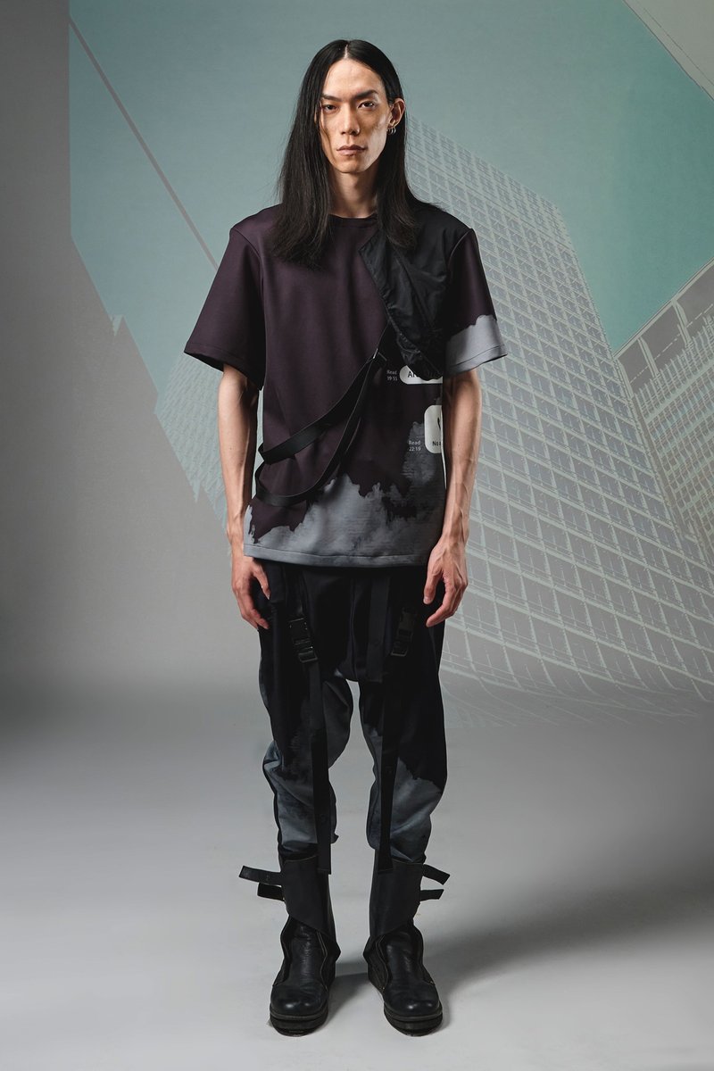 21SS INF 前胸包解构短袖上衣 - 男装上衣/T 恤 - 聚酯纤维 黑色