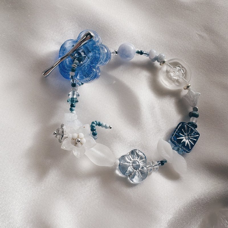 微定制－蓝色土耳其琉璃花手环 // OT扣设计 - 手链/手环 - 琉璃 蓝色