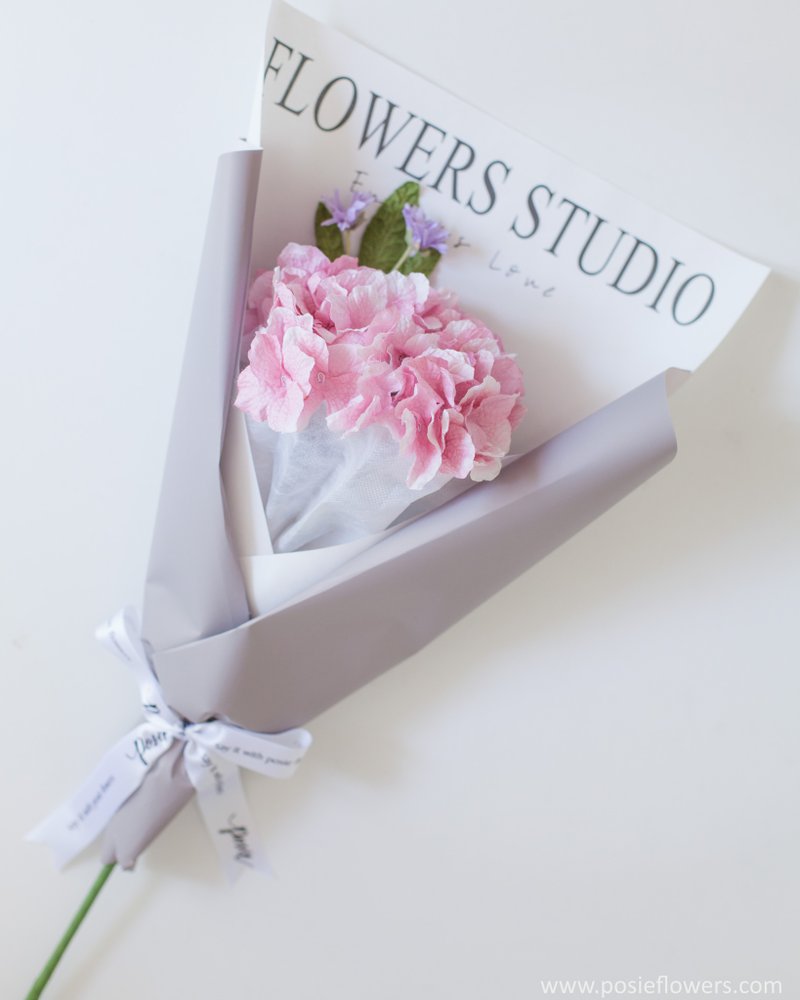 Paper Single PINK HYDRANGEA  mini Bouquet | Aroma Handmade Gift - 香薰/精油/线香 - 纸 粉红色