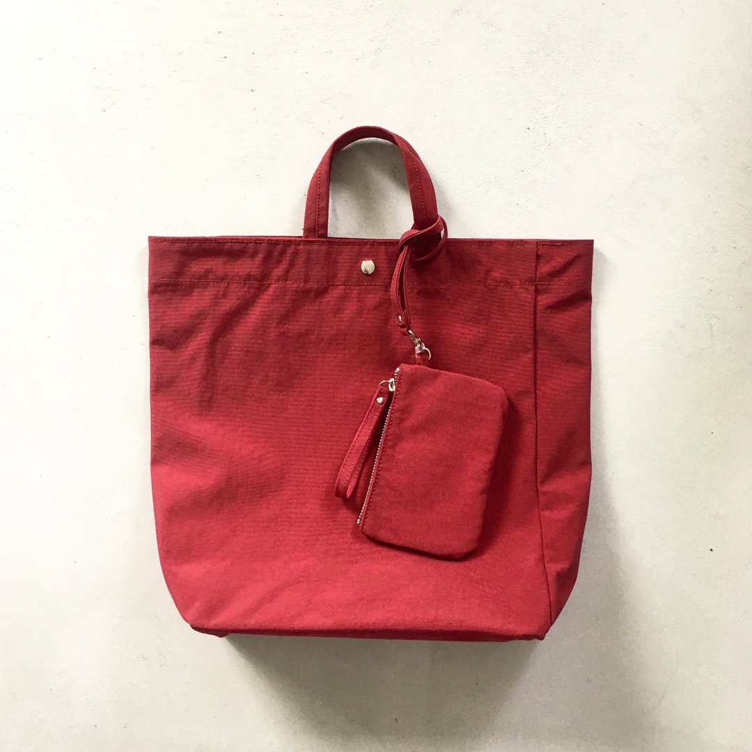 Nylon tote bag with pouch [wine red] - 手提包/手提袋 - 尼龙 红色