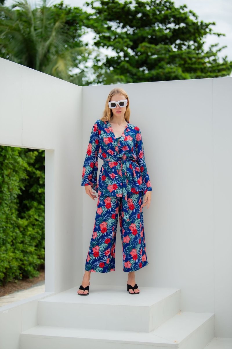 长袖和服式套装 - 其他 - 聚酯纤维 多色