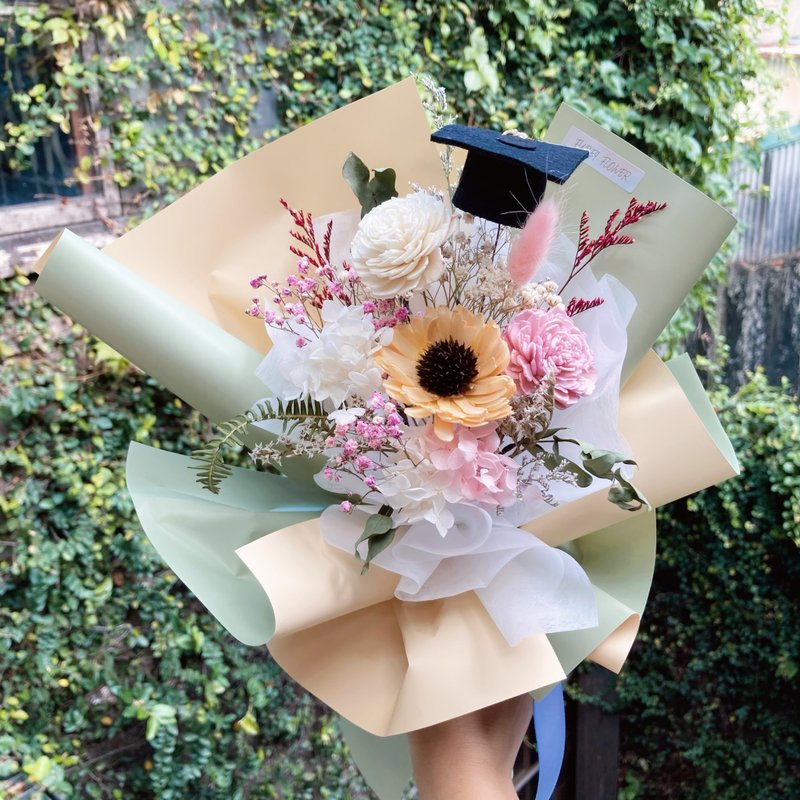 哈密瓜撞色系 扩香毕业小太阳花束/ 可滴精油喷香水/毕业季 - 干燥花/捧花 - 植物．花 多色