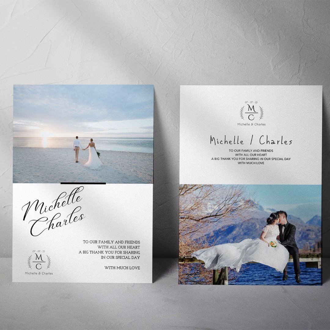 【订制/定制】婚礼 婚宴 结婚谢卡 感谢卡 明信片 - 卡片/明信片 - 纸 白色
