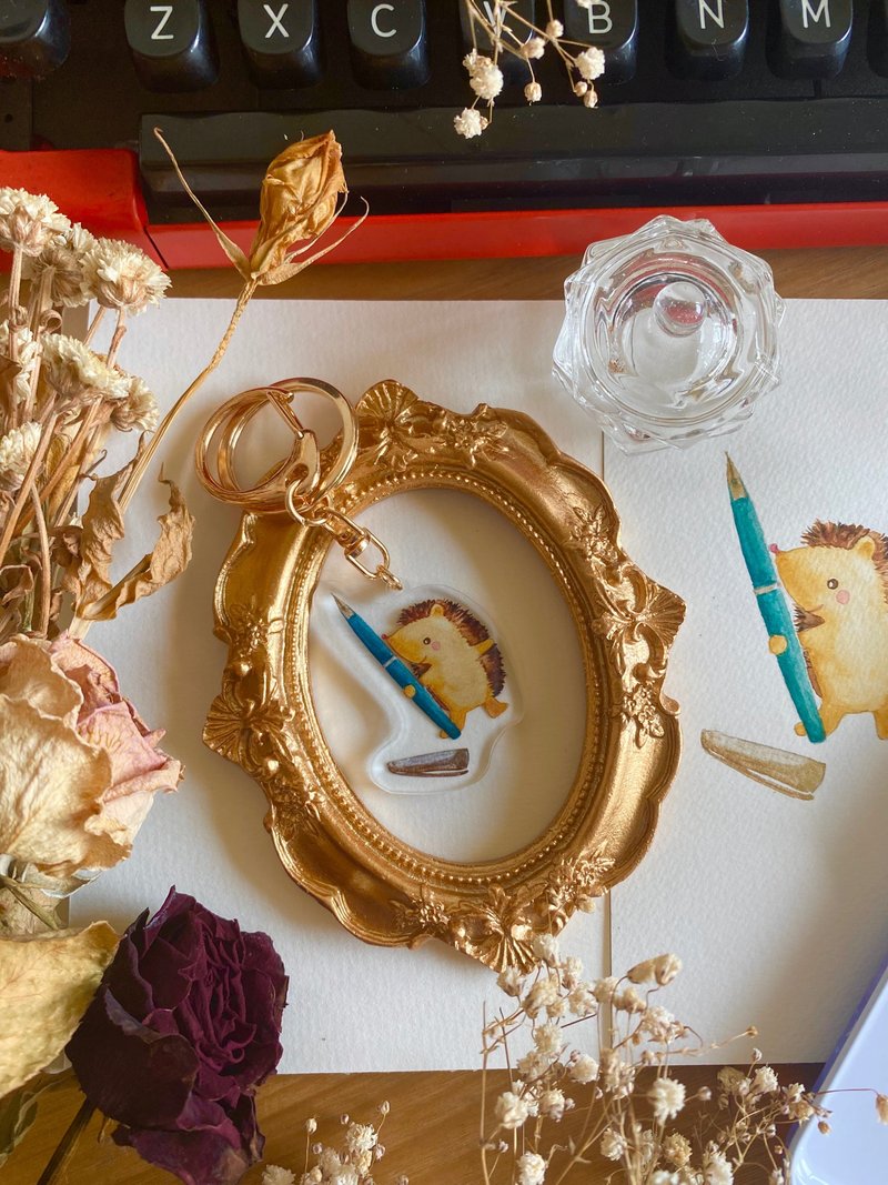 Zoesforest森林复古文具钥匙圈-刺猬古董钢笔 - 钥匙链/钥匙包 - 压克力 