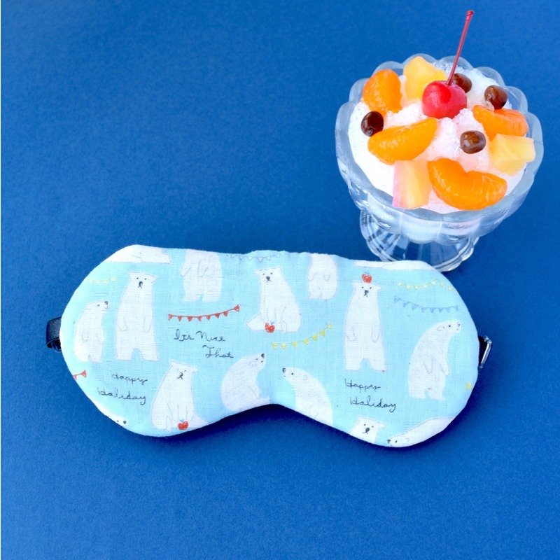 白熊　浅蓝色/旅游/睡眠/北极熊 - 眼罩 - 棉．麻 蓝色