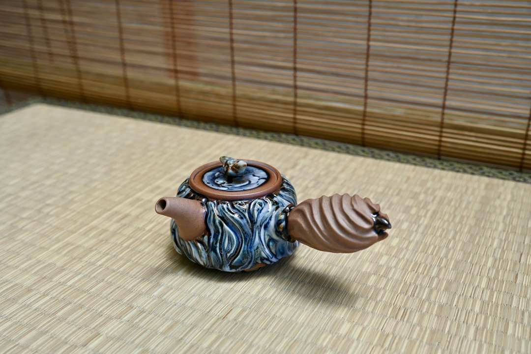 山蓝鬼志野侧把壶 - 茶具/茶杯 - 陶 