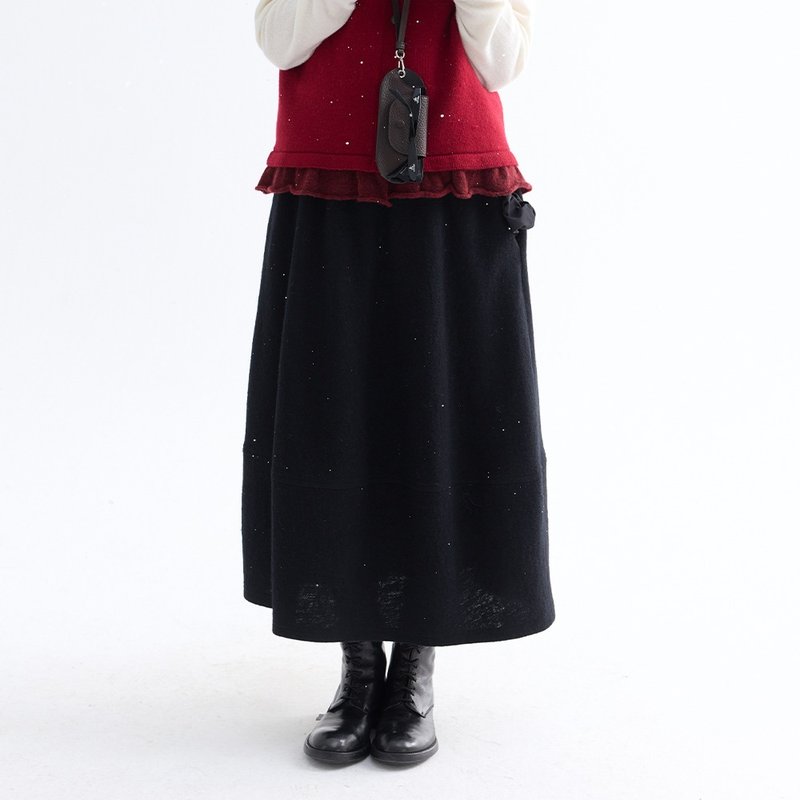 羊毛花苞半裙|裙子|冬款|Sora-2016 - 裙子 - 羊毛 黑色