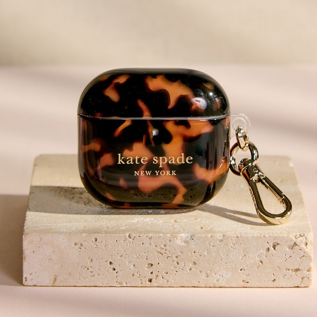 【kate spade】AirPods 4 耳机保护壳套 华丽玳瑁 - 耳机收纳 - 其他材质 蓝色
