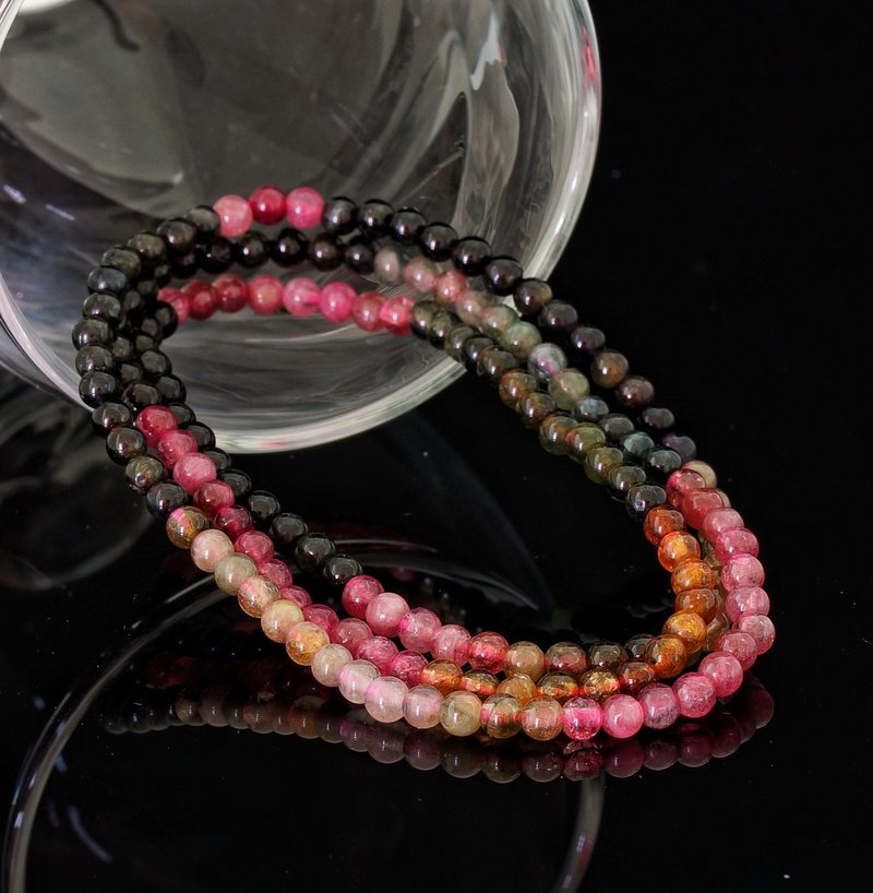 入门级三圈碧玺 3.7mm 手链 (3 Wraps Tourmaline Bracelet ) - 手链/手环 - 水晶 