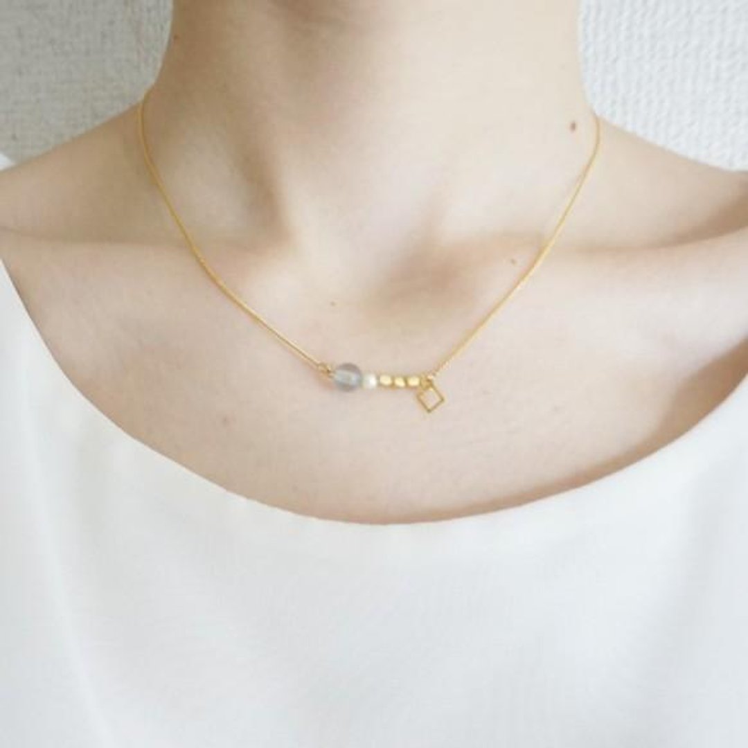 2way ♡ kumori glass bracelet & necklace - 手链/手环 - 其他金属 蓝色