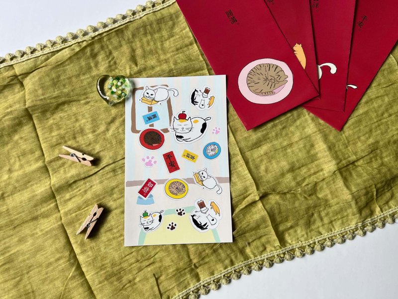 高质感白底防水贴纸-猫咪吉祥话 White Sticker - 贴纸 - 防水材质 白色