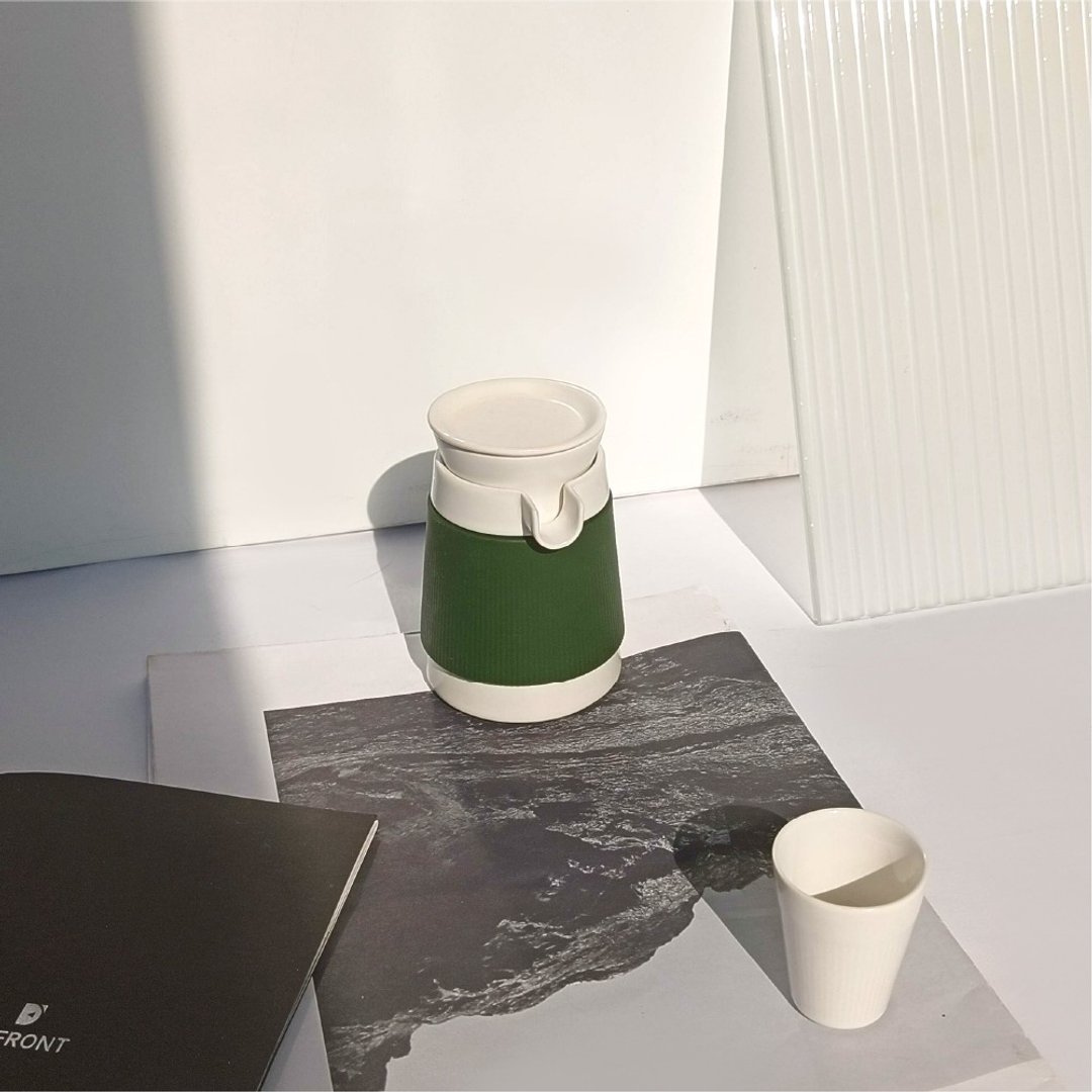 【客制化礼物】DEFRONT 小灯塔新一代便携式茶具套装 - 茶具/茶杯 - 陶 白色