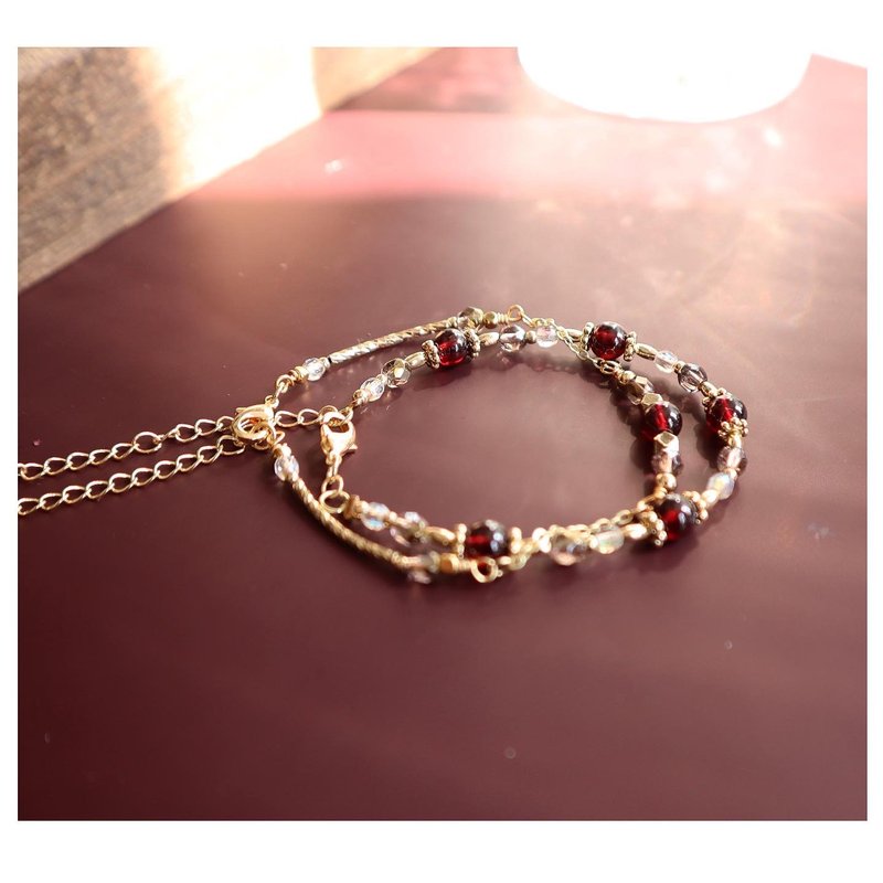 | 生日石系列 | 一月 | 石榴石 |  两件组合式手链 | - 手链/手环 - 水晶 红色