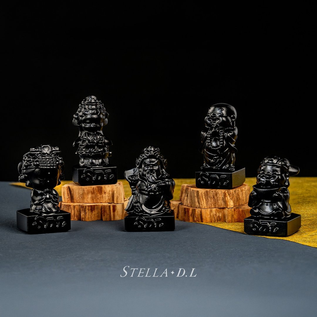 黑曜石水晶摆件-神明磨砂款 D32303 - 玩偶/公仔 - 水晶 黑色