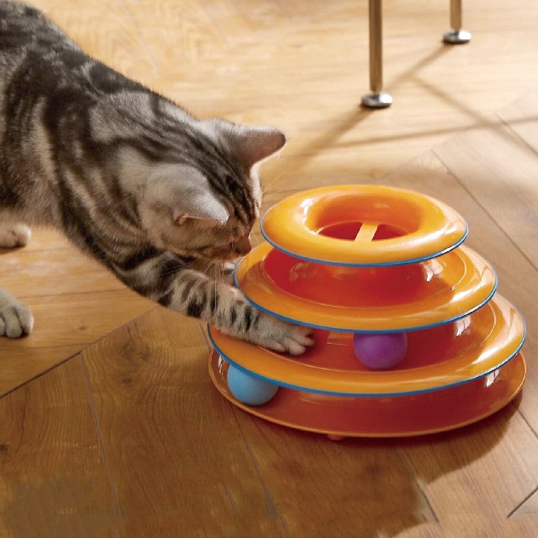 猫玩具 三层旋转轨道球  逗猫交互 - 玩具 - 塑料 