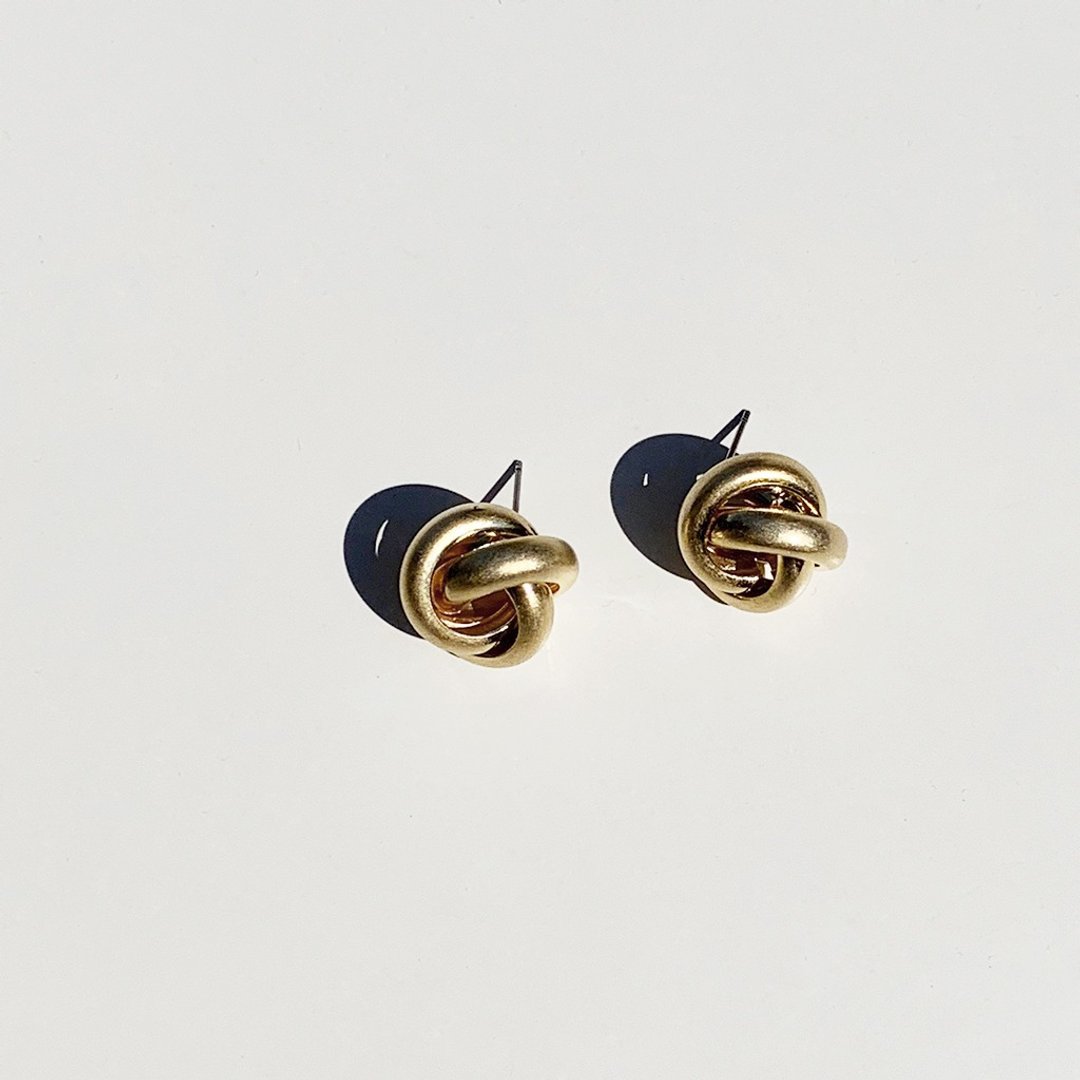 (出清品)Gold twist - 耳环/耳夹 - 铜/黄铜 金色