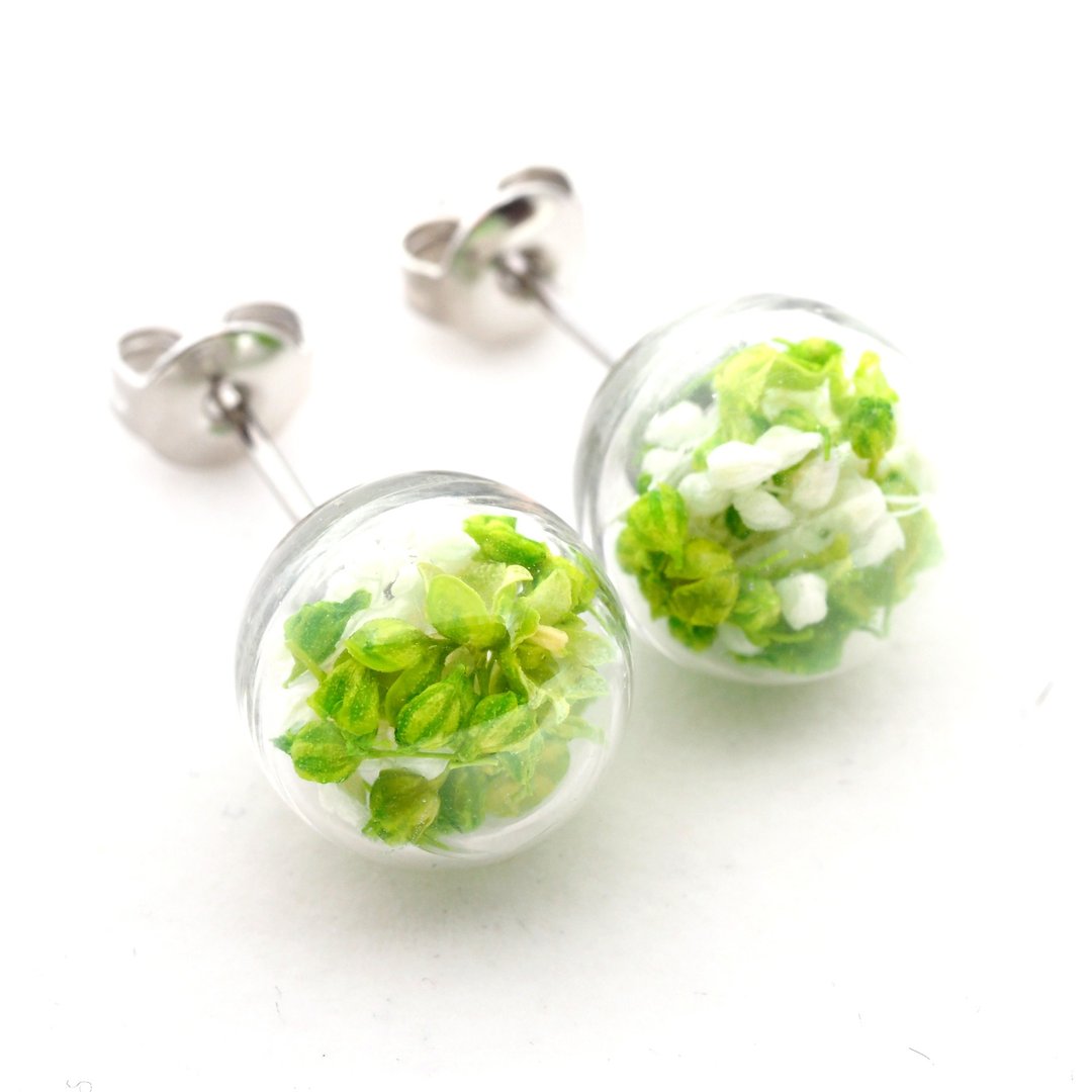 爱家作- OMYWAY DIY 干花  玻璃球 耳针 耳环 耳勾 垂挂 耳夹 1cm - 耳环/耳夹 - 玻璃 