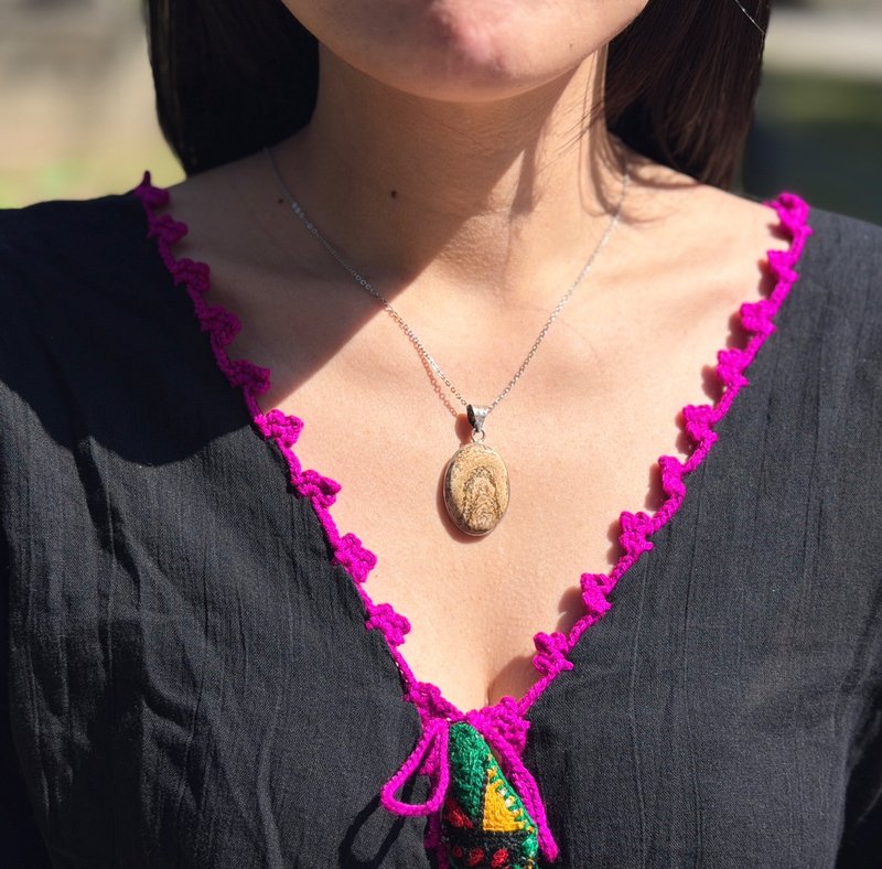 印度手工丨原矿宝石吊坠 - 项链 - 其他材质 卡其色