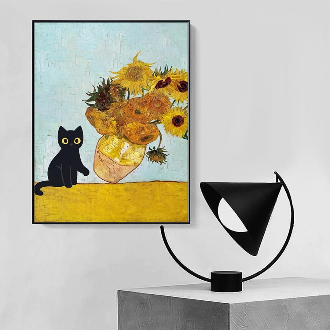 CAT·向日葵_挂画_动物系列_台湾制造 两个工作天快速出货 - 海报/装饰画/版画 - 棉 多色
