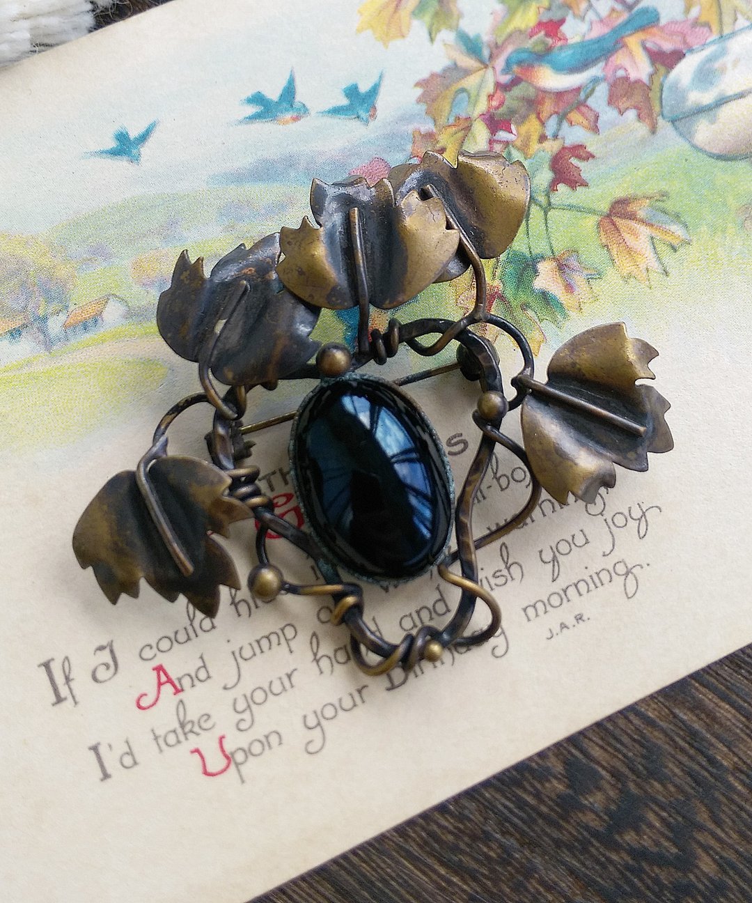 Vintage Jewelry 西洋古董饰品 立体 复古藤枝叶子 别针 - 徽章/别针 - 其他金属 金色