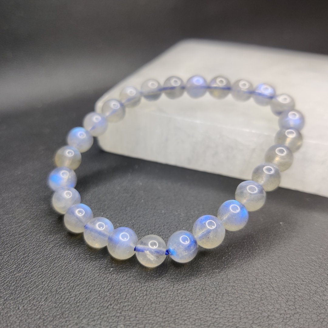 蓝光 拉长石 灰月光石 Labradorite 手串 手链 天然水晶 水晶手链 - 手链/手环 - 水晶 