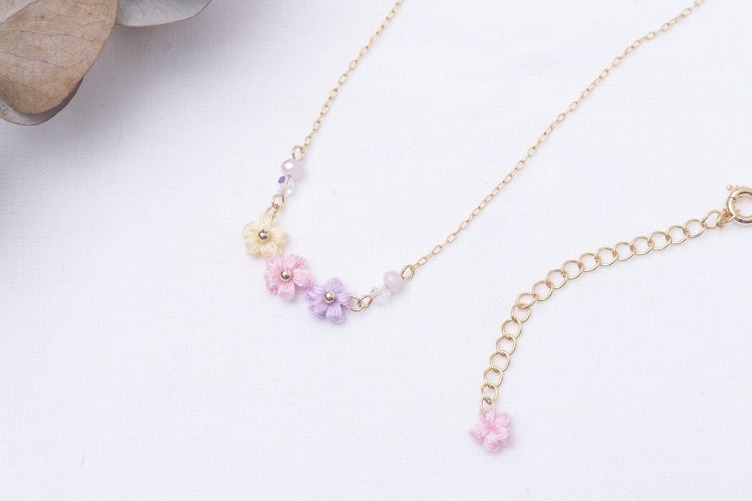 Embroidery thread crochet necklace - 项链 - 绣线 粉红色