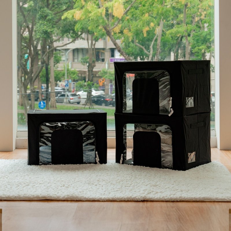【ikloo】牛津布钢骨折叠收纳箱66L-3入组 - 收纳用品 - 棉．麻 黑色