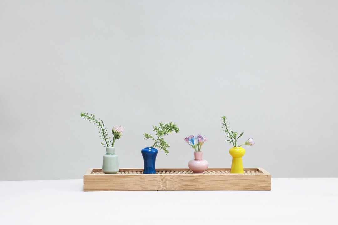 手工陶瓷迷你花器四件套组 - 花瓶/陶器 - 瓷 紫色