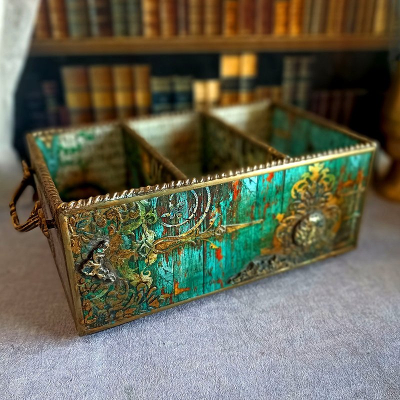 厨房收纳盒、笔刷收纳筒、化妆品收纳筒、餐巾架、面纸盒套 - 收纳用品 - 木头 绿色