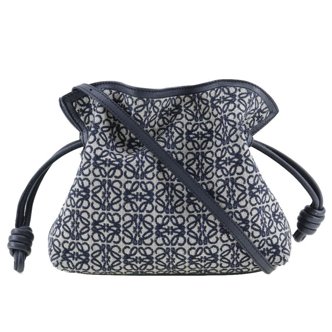 【日本直送】LOEWE 罗威仕 Flamenco Clutch 手拿包/肩背包 Anagram A411FC2X24 小牛皮×缇花 宝蓝色 女款【二手】 - 侧背包/斜挎包 - 真皮 蓝色