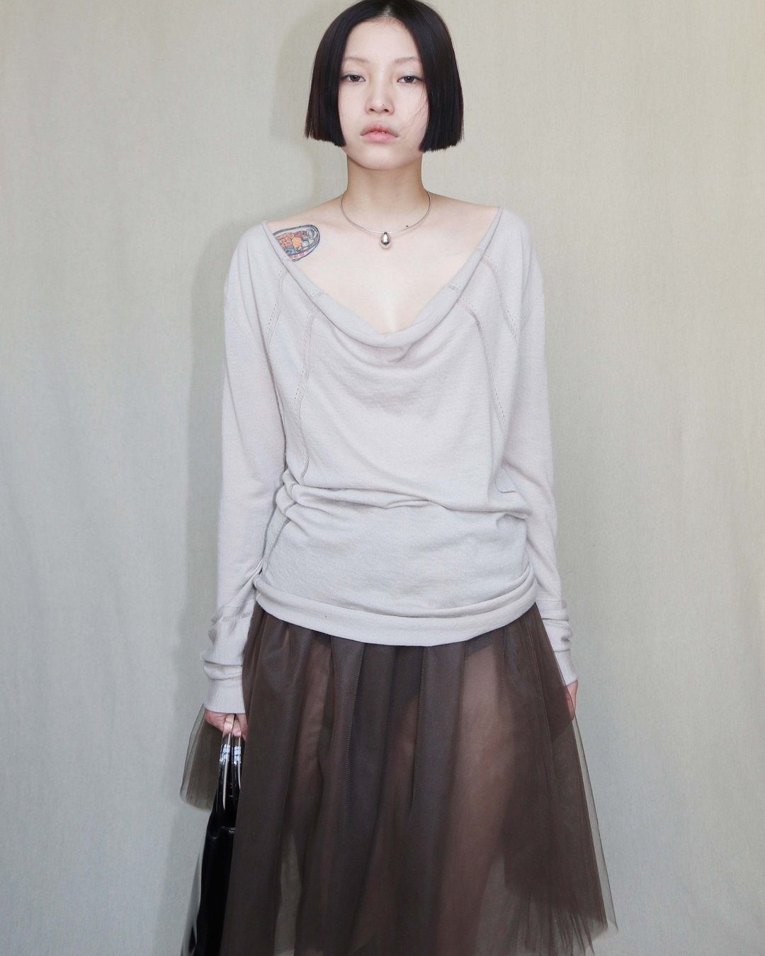 南瓜Vintage。DONNA KARAN 100% cashmere 针织 垂坠 长袖 上衣 - 女装针织衫/毛衣 - 羊毛 卡其色