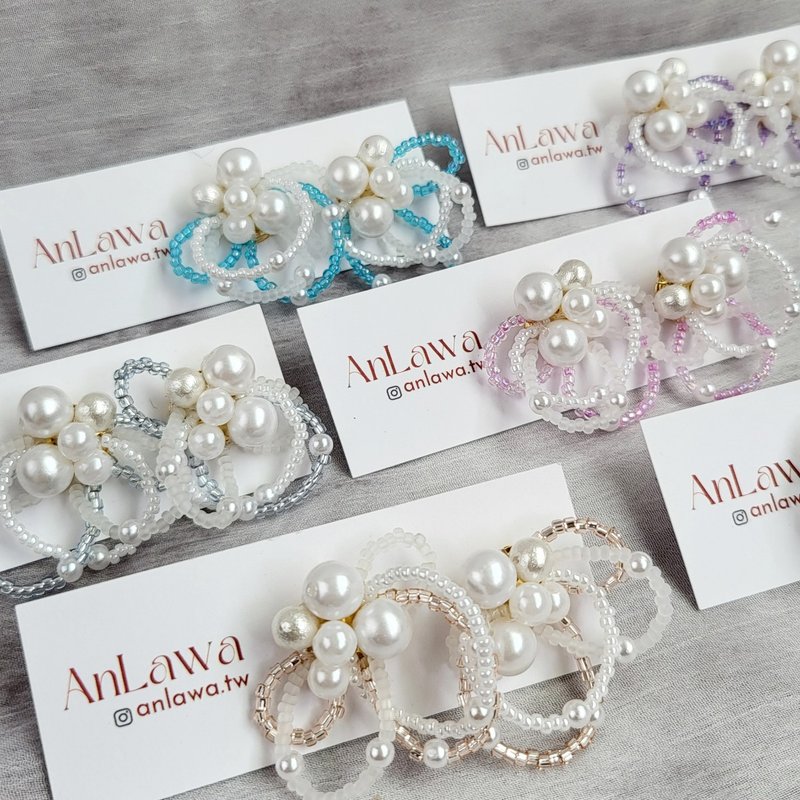 ʜᴏᴛ 耳环【 纱裙公主 】 :: 日本珠 珠绣饰品 ビーズ刺繍_AnLa - 耳环/耳夹 - 其他材质 粉红色