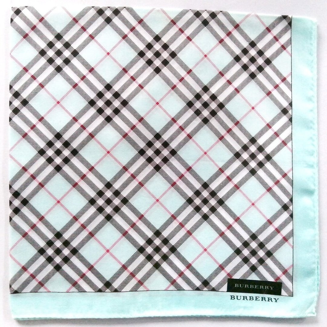 Burberry 复古格纹蓝色 Seafoam 手帕 20 x 19.5 英寸 - 手帕/方巾 - 棉．麻 蓝色