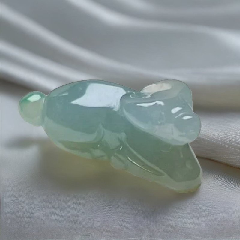 冰种飘花翡翠水牛 | 天然缅甸玉A货翡翠 | 送礼 - 摆饰 - 玉石 透明