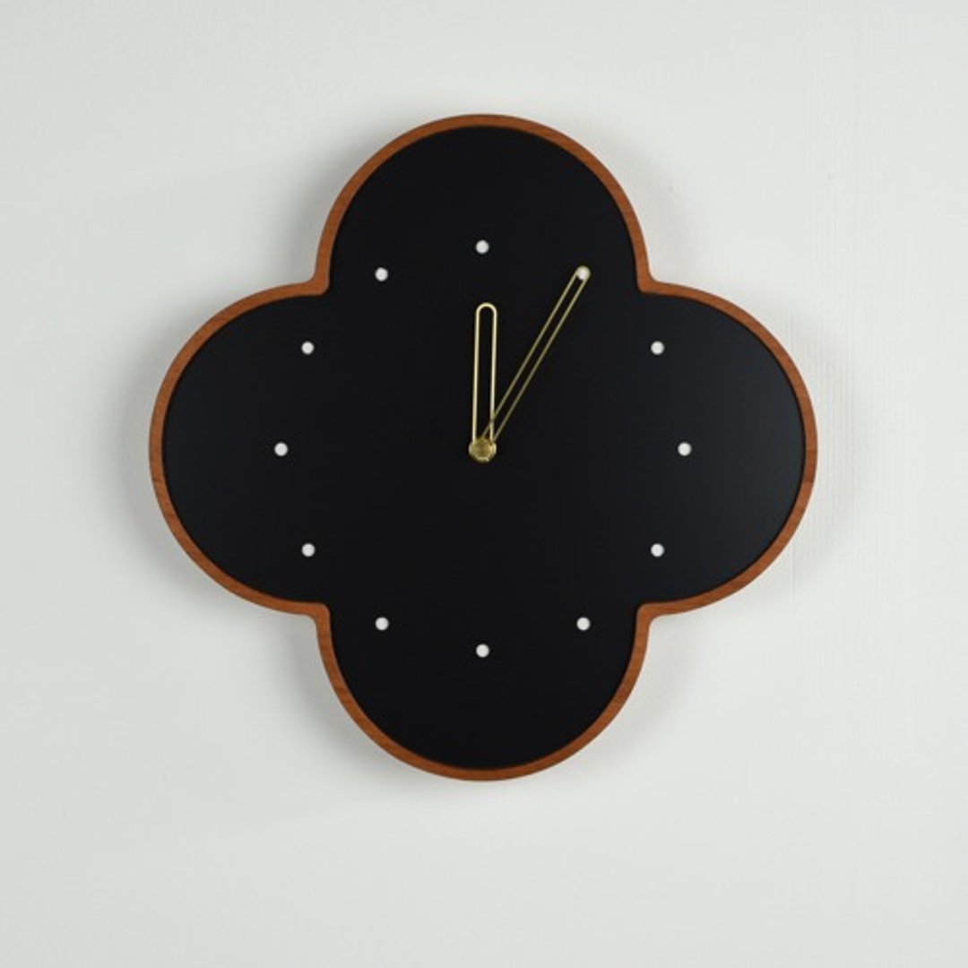 Mahogany wall clock, large, black, 300mm. - 时钟/闹钟 - 木头 咖啡色