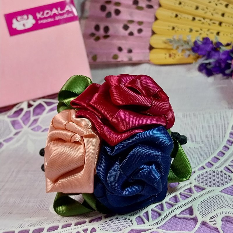 森林系列手工饰品玫瑰花朵发圈 - 发带/发箍 - 其他材质 