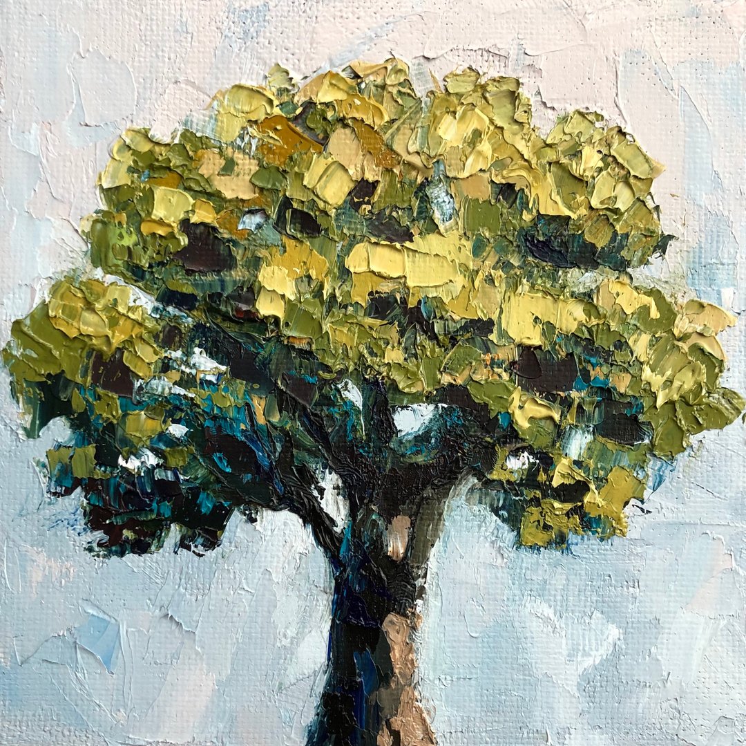 Original Oak Landscape Oil Painting On Canvas Tree Modern Textured Impasto Art - 墙贴/壁贴 - 棉 多色