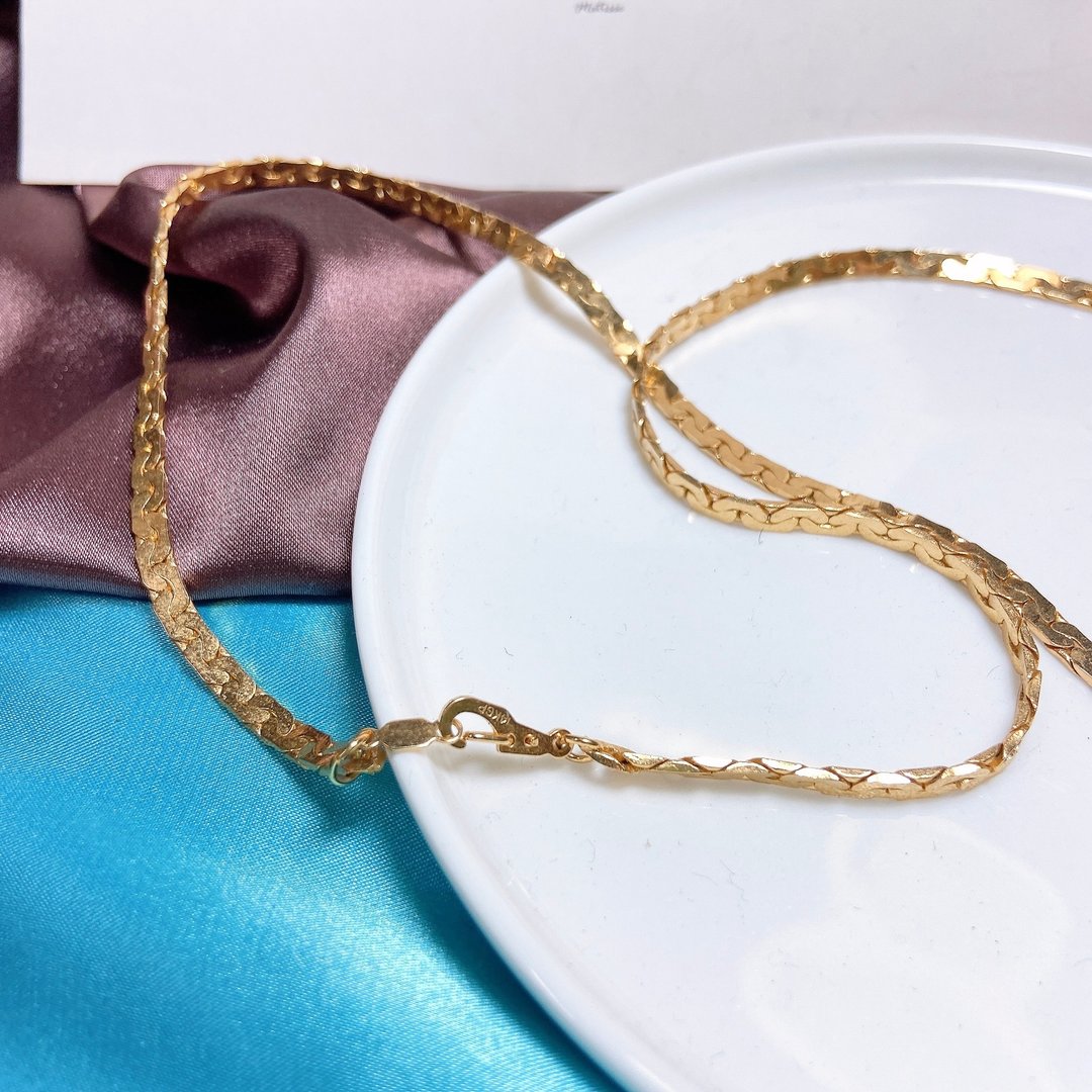 【西洋古董饰品】14KGP 个性K金柔软古巴项链  交错制作花样 项链 - 项链 - 贵金属 金色