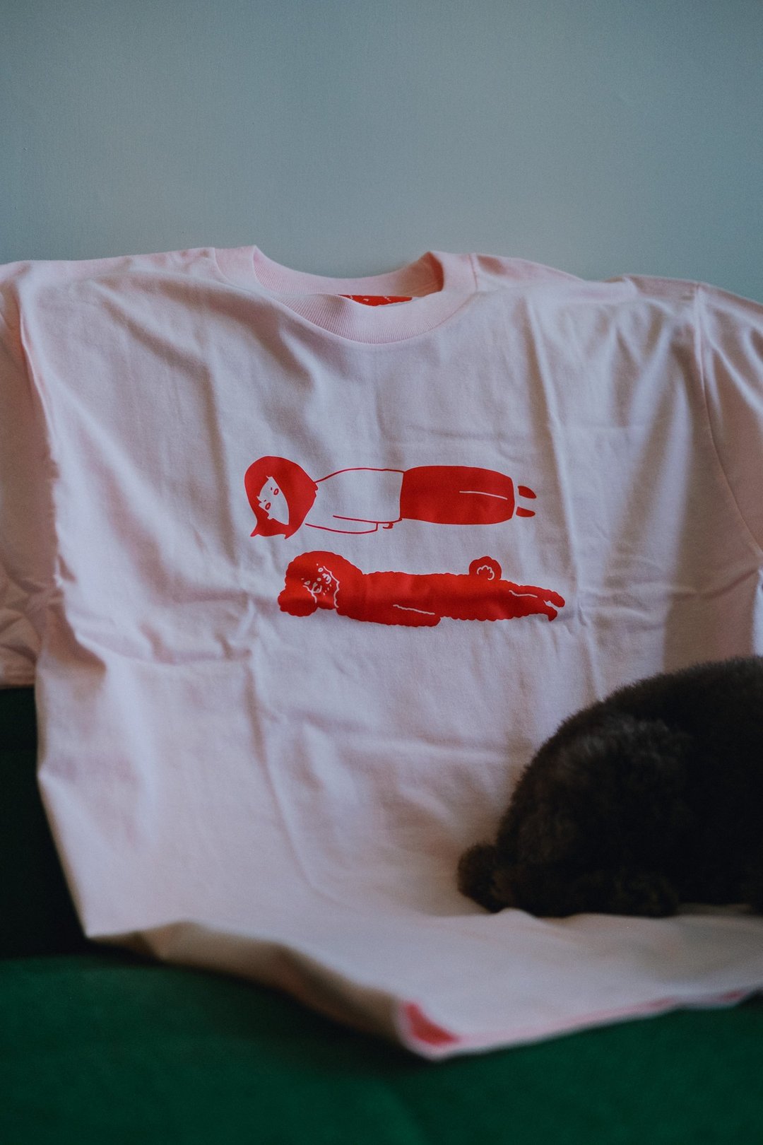 Day Off with My Dog / 与小狗一起耍废 Tee Pink - 中性连帽卫衣/T 恤 - 棉．麻 粉红色
