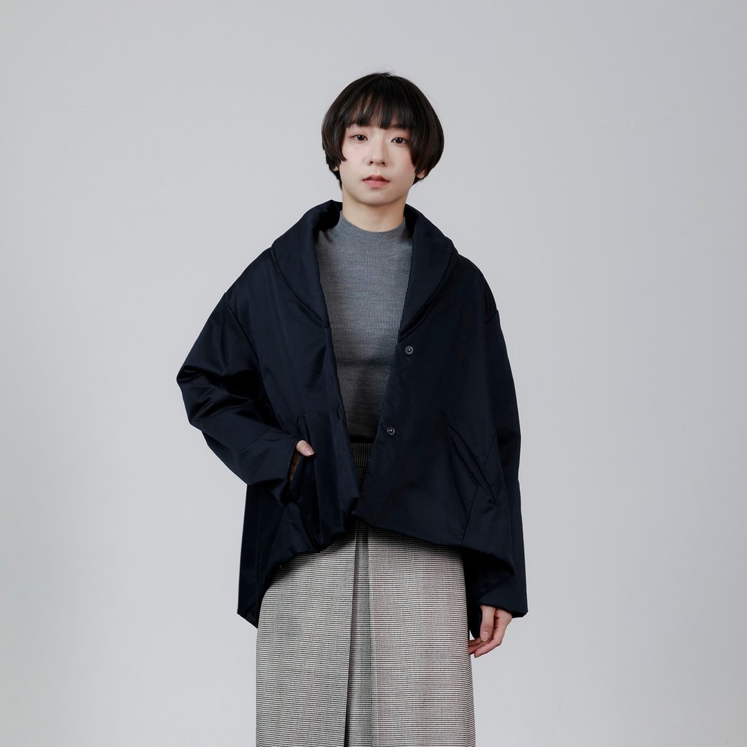 裹被感铺棉外套 - 女装休闲/机能外套 - 棉 蓝色