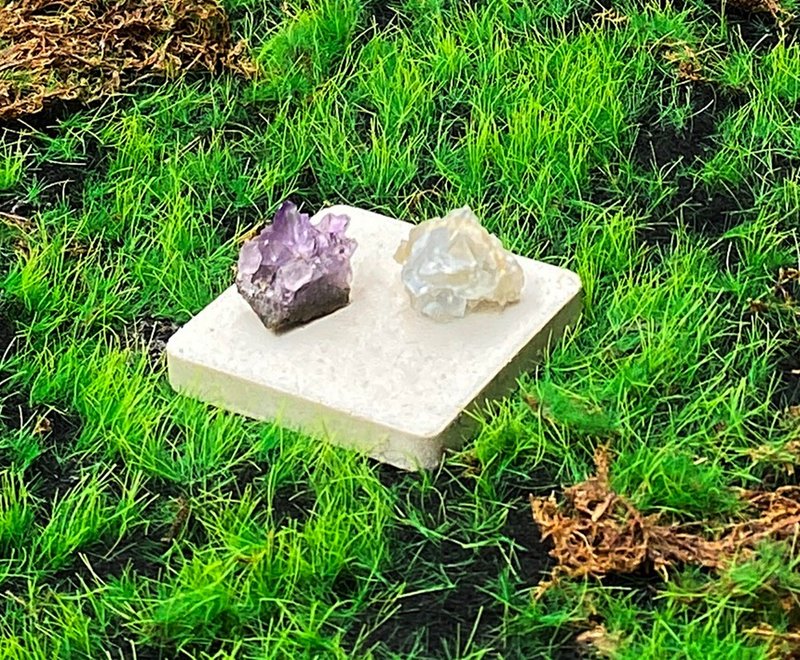 能量摆饰-天然原矿可爱紫晶簇 清新天青石套组 招财疗愈 快速出货 - 摆饰 - 水晶 多色