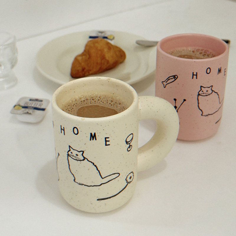 【CINDY CHIEN】HOME CAT胖手把芝麻点马克杯 - 咖啡杯/马克杯 - 陶 