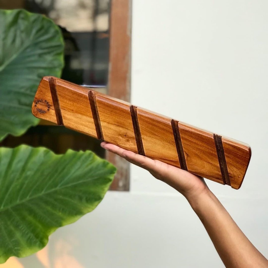 SURFBOARD FIN DISPLAY STAND - 5 FIN TEAK WOOD - 其他 - 木头 蓝色