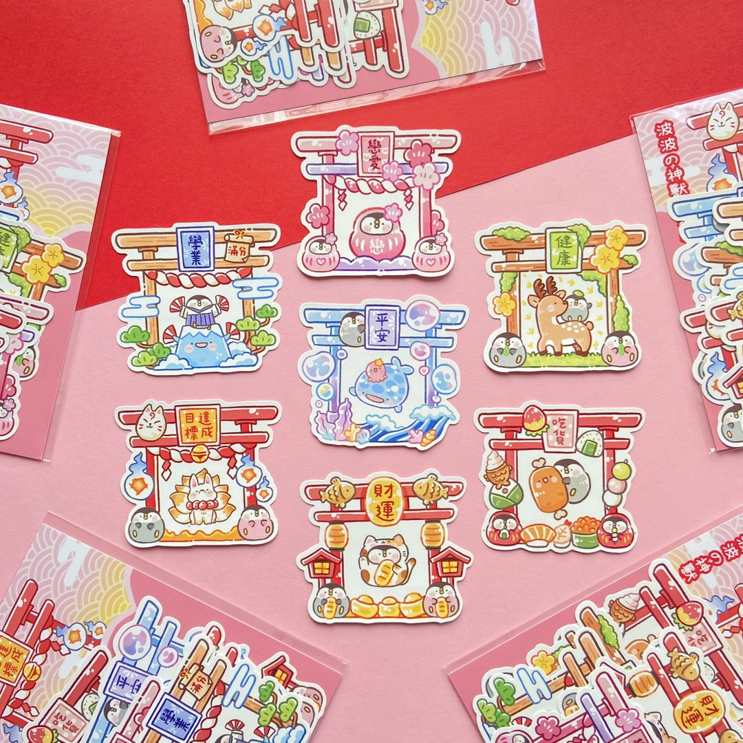 小神兽神社 贴纸包 I - 贴纸 - 塑料 粉红色
