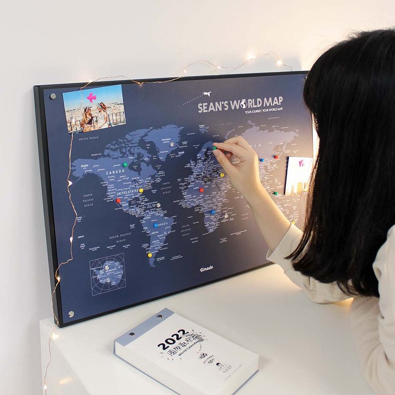 世界地图-订制磁吸系列海报-海军蓝(毕业定制化礼物)-单独海报 - 海报/装饰画/版画 - 纸 蓝色