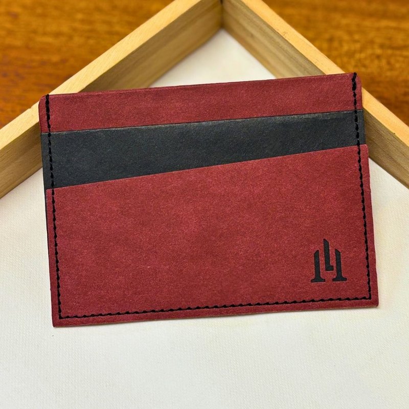 多功能纸革卡夹 气势红黑 五个卡层 绿色时尚 天然纤维 职人手作 - 皮夹/钱包 - 环保材料 