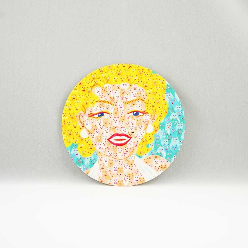 ai sayama 美浓烧圭藻土吸水杯垫 玛莉猫梦露 - 杯垫 - 其他材质 黄色