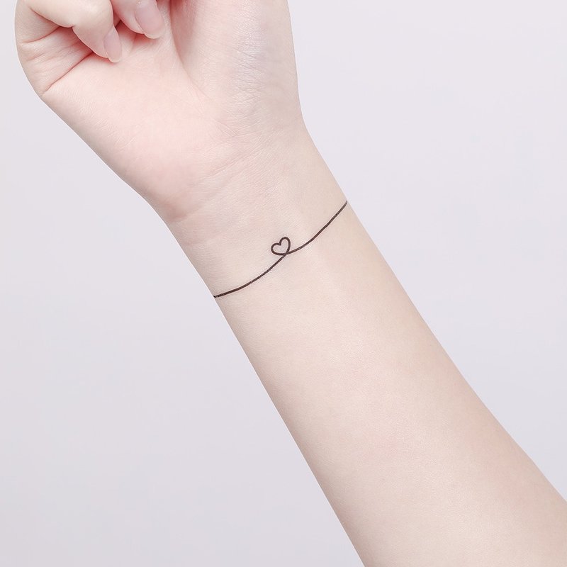 刺青纹身贴纸 - 爱心线 Surprise Tattoos 2入 - 纹身贴 - 纸 黑色