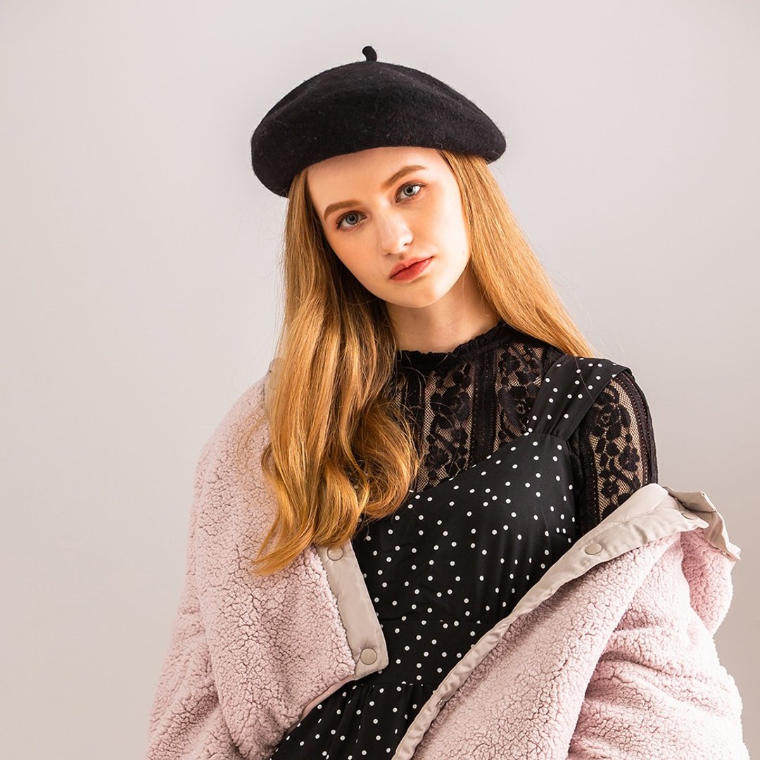 Wool Felt Beret 羊毛呢画家帽 - 帽子 - 羊毛 黑色