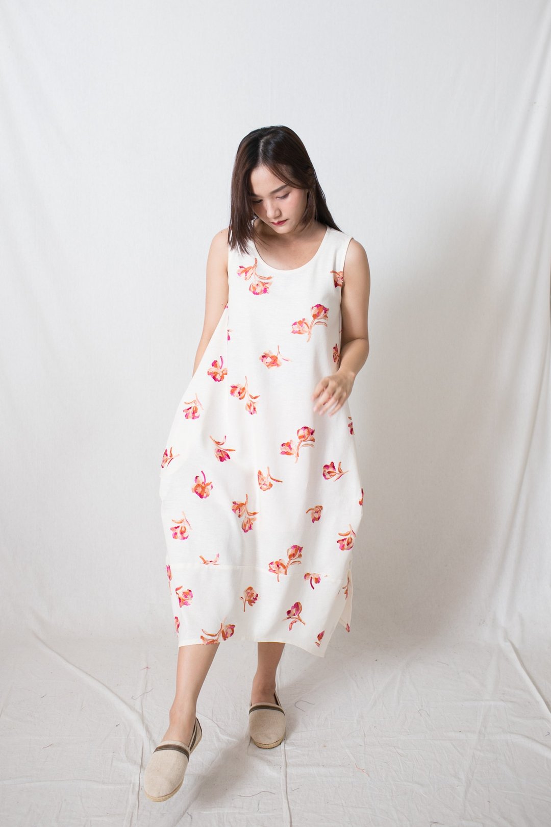 A-Line Bloom Dress - 洋装/连衣裙 - 棉．麻 白色
